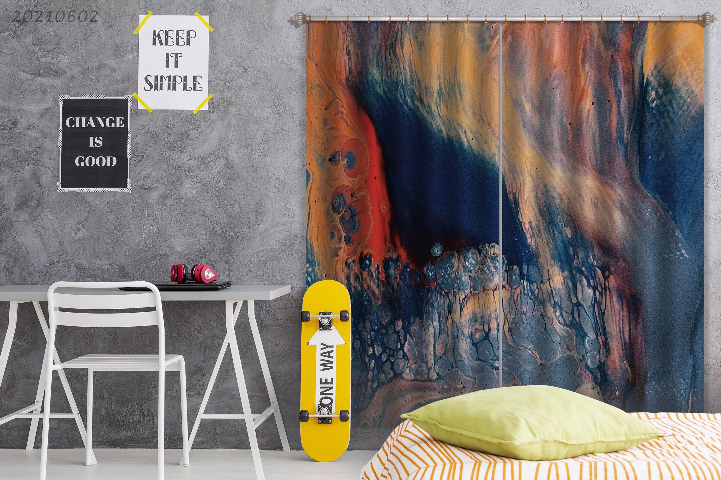 3D Abstract Blue Blister Water Texture Curtains and Drapes GD 666- Jess Art Decoration