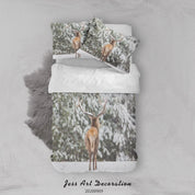 3D Animal Deer Snow Tree Quilt Cover Set Bedding Set Duvet Cover Pillowcases WJ 6007- Jess Art Decoration