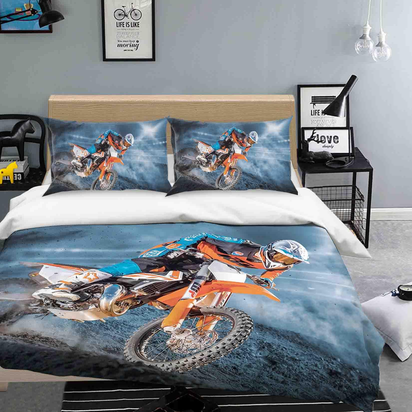 3D Off-road Motorcycle Quilt Cover Set Bedding Set Duvet Cover Pillowcases JN 1195- Jess Art Decoration