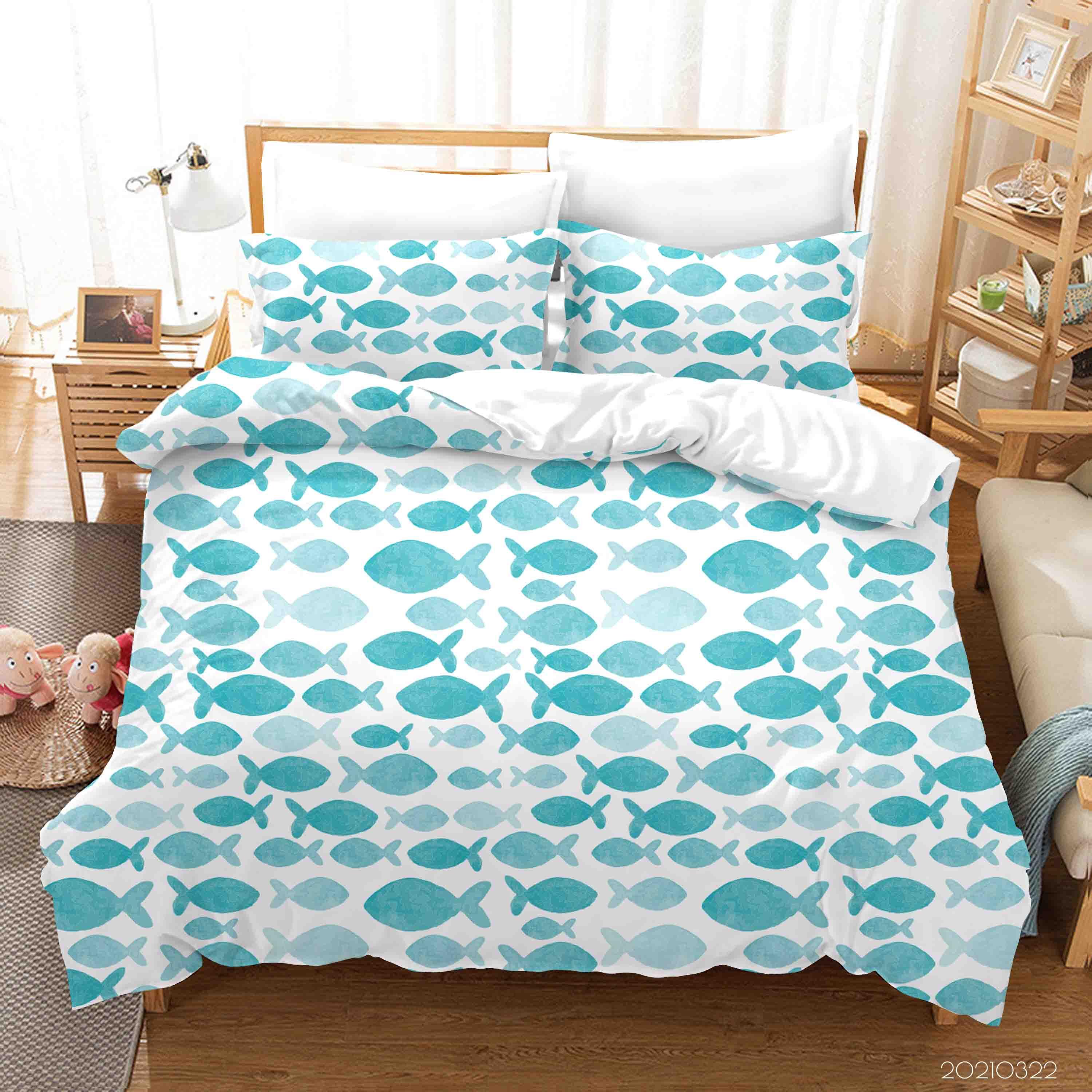 3D Watercolor Sealife Fish Quilt Cover Set Bedding Set Duvet Cover Pillowcases 31 LQH- Jess Art Decoration