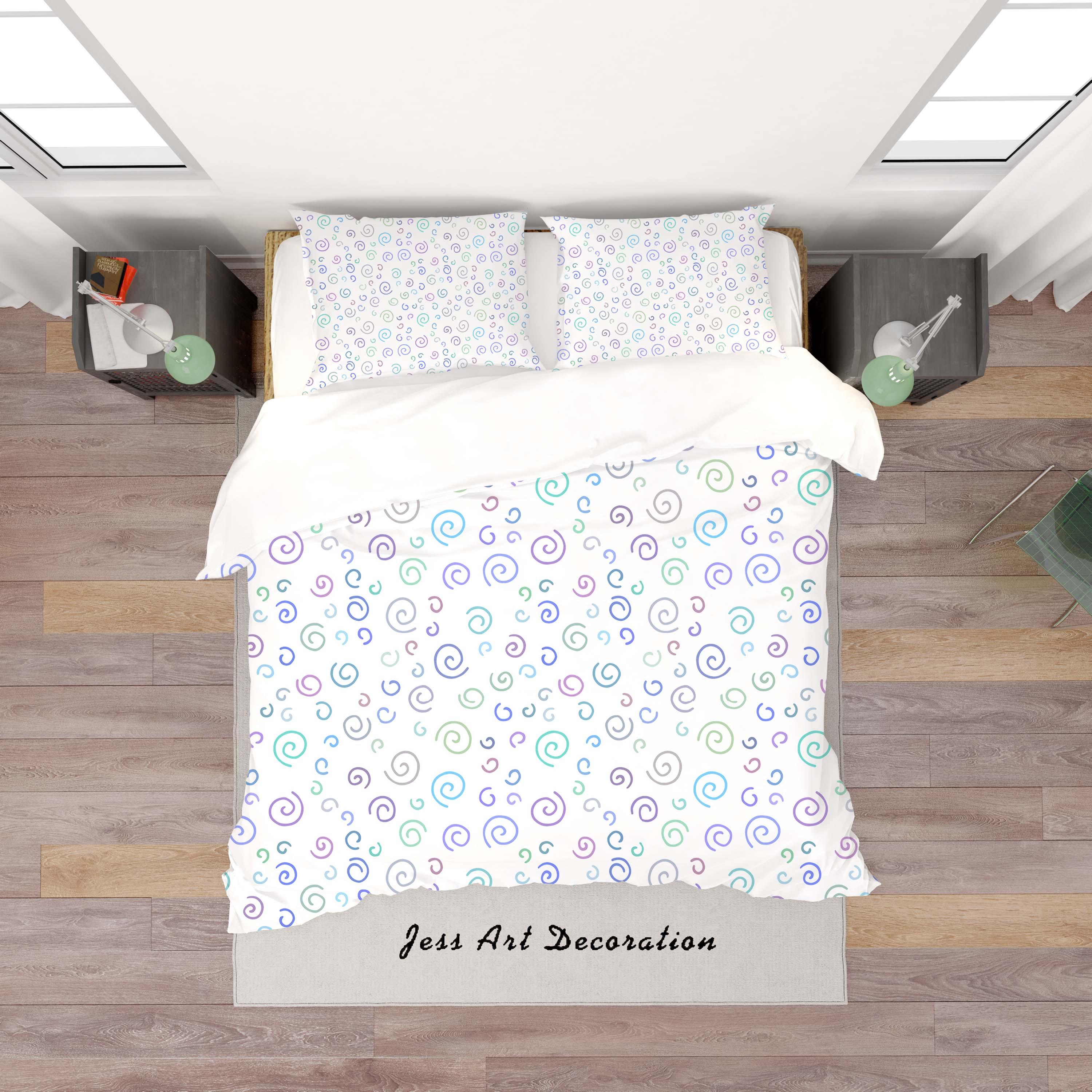 3D White Blue Purple Patterns Quilt Cover Set Bedding Set Duvet Cover Pillowcases SF73- Jess Art Decoration