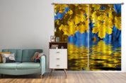3D Yellow Leaf Water Surface Reflection Curtains and Drapes GD 4952- Jess Art Decoration