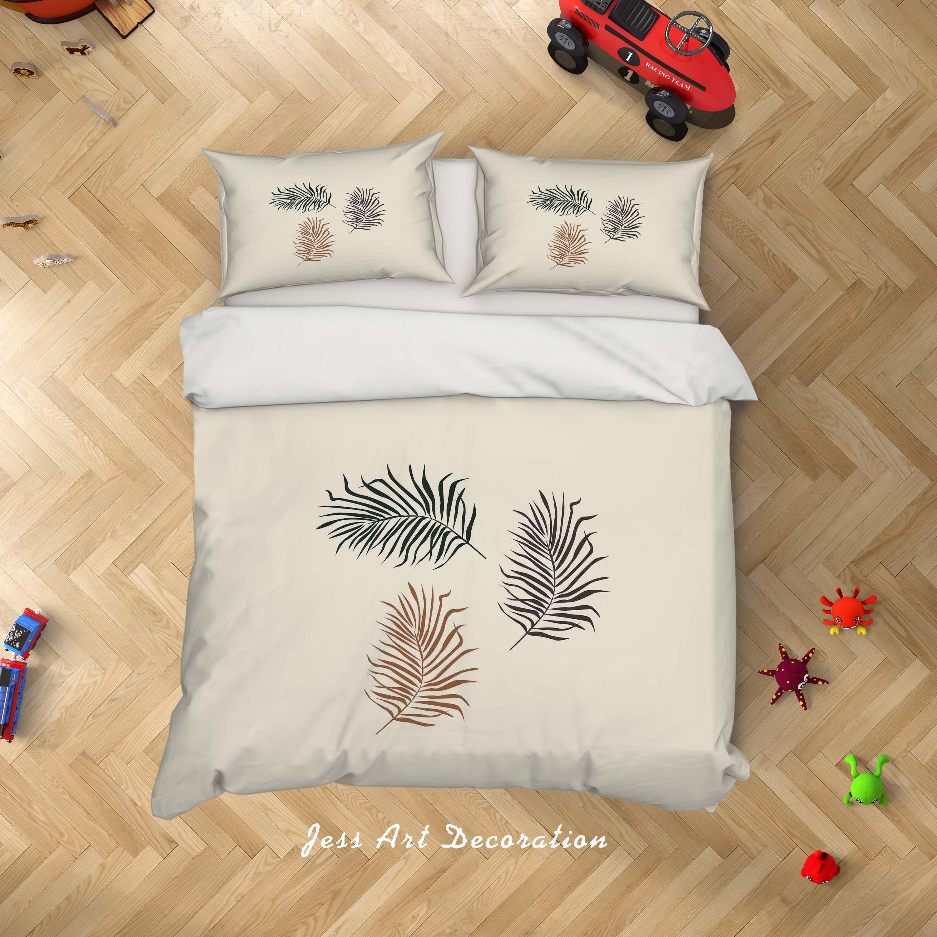 3D White Plants Leaves Quilt Cover Set Bedding Set Duvet Cover Pillowcases SF20- Jess Art Decoration