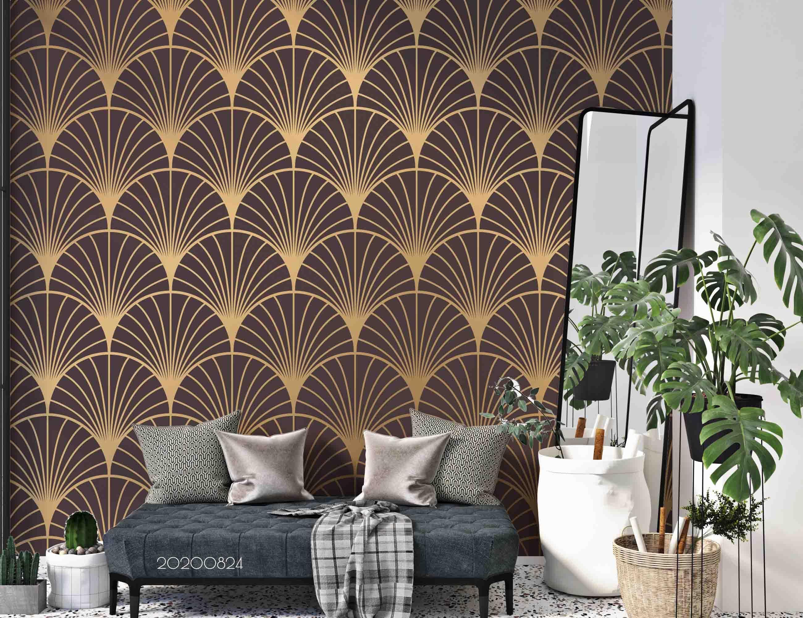 3D Abstract Gold Line Geometric Art Decoration Wall Mural Wallpaper 31 LQH- Jess Art Decoration
