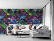 3D Geometric Colorful Window Glasses Scenery Wall Mural Wallpaper LXL- Jess Art Decoration
