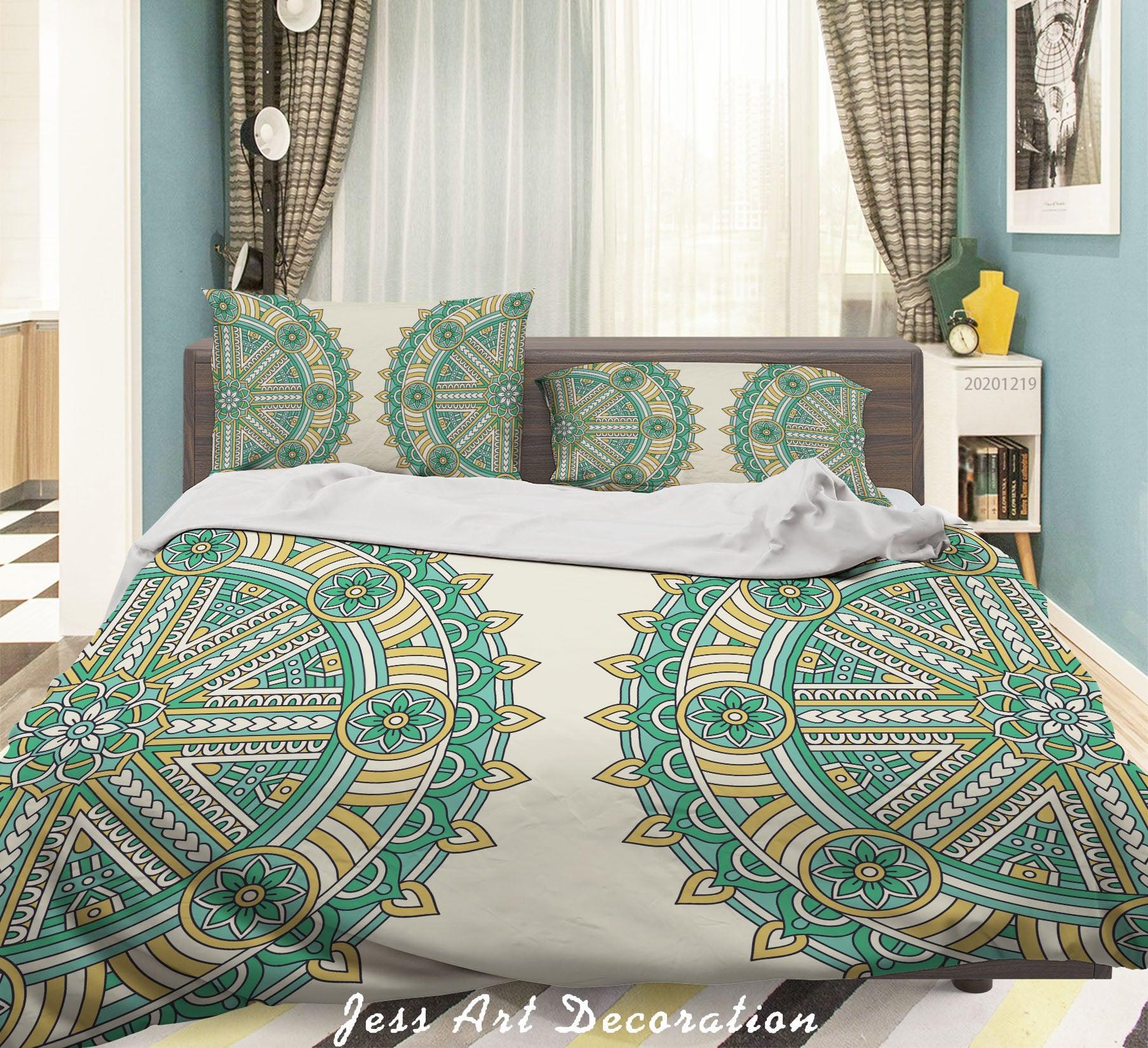 3D Abstract Green Floral Pattern Quilt Cover Set Bedding Set Duvet Cover Pillowcases 84- Jess Art Decoration