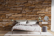 3D Stacked Stone Wall rustic stacked stone texture wall mural wallpaper for living room - view 3