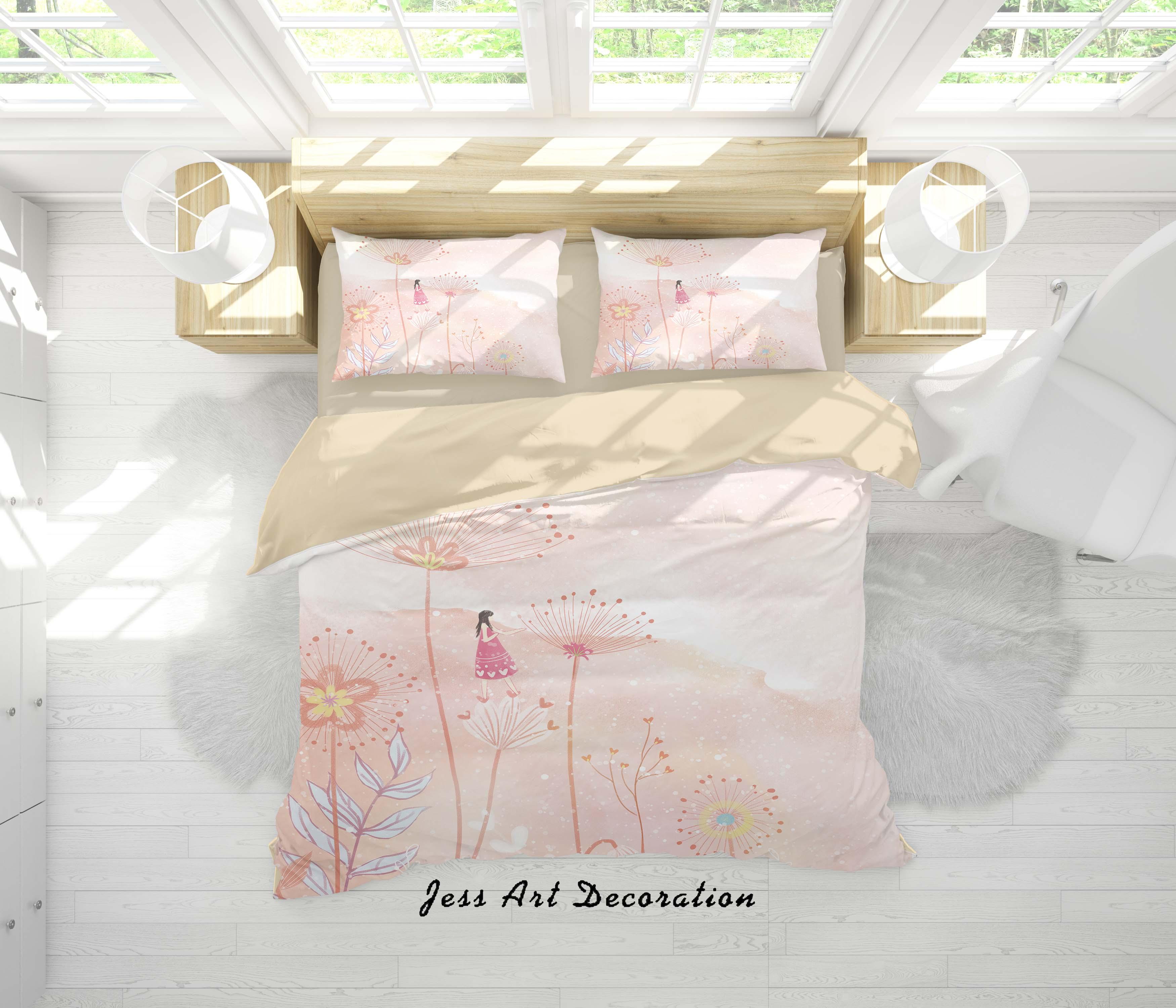 3D Dandelion Girl Pink Painting Quilt Cover Set Bedding Set Duvet Cover Pillowcases A516 LQH- Jess Art Decoration