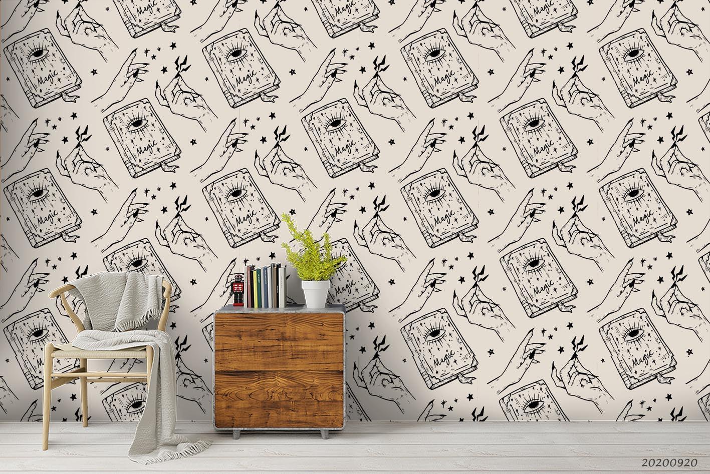 3D Hand Drawn Halloween Paterns Books  Mural Wallpaper WJ 1407- Jess Art Decoration
