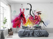3D Abstract Watercolour Fashion Girl Wall Mural Wallpaper WJ 6671- Jess Art Decoration