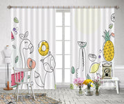 3D Cartoon Pineapple Animal Flamingo Curtains and Drapes LQH 176- Jess Art Decoration
