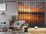 3D Sea Wave Orange Skyline Seagull Curtains and Drapes GD 2839- Jess Art Decoration