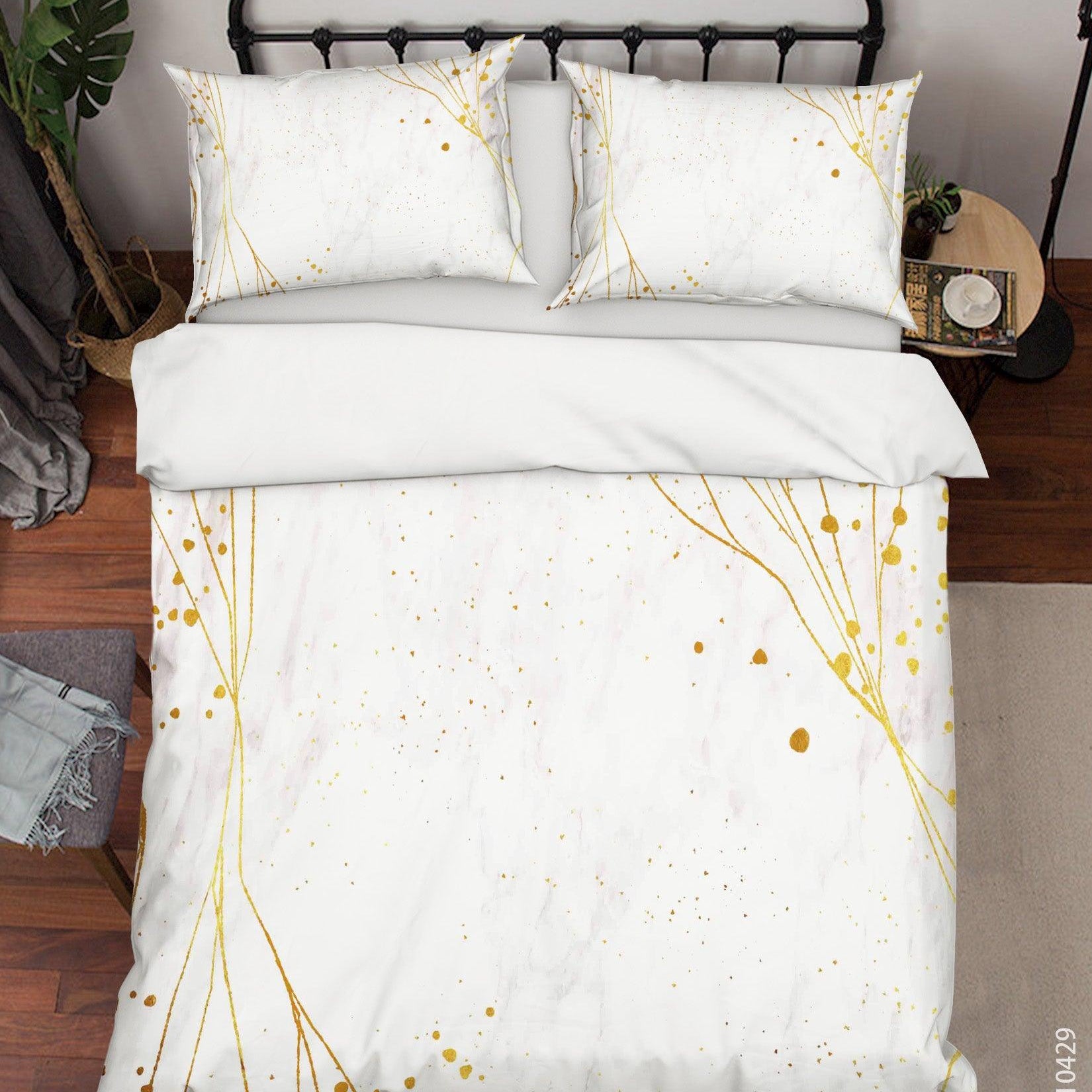 3D Abstract Golden Line Marble Quilt Cover Set Bedding Set Duvet Cover Pillowcases 222- Jess Art Decoration