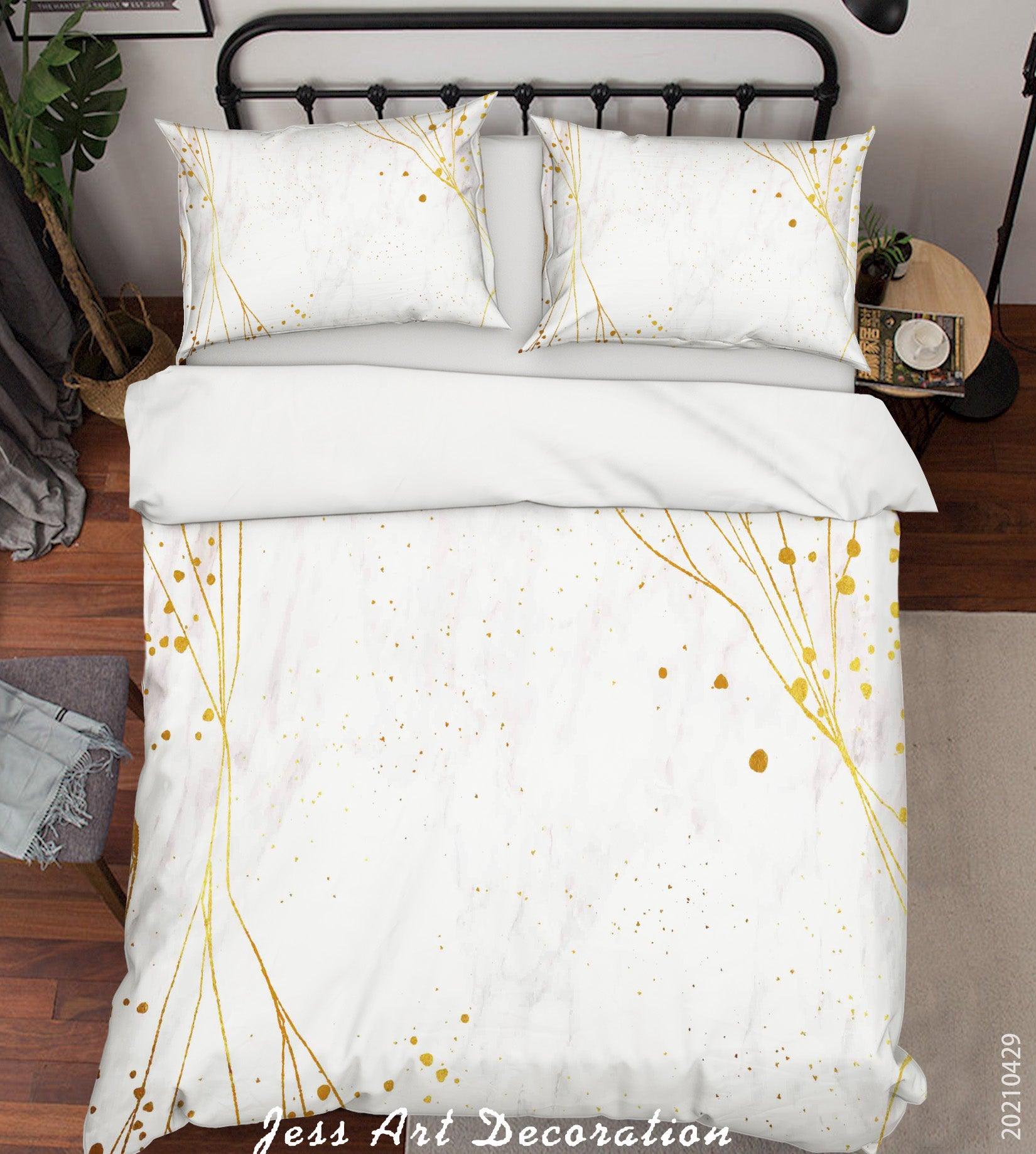 3D Abstract Golden Line Marble Quilt Cover Set Bedding Set Duvet Cover Pillowcases 222- Jess Art Decoration