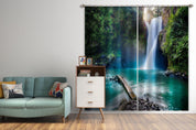 3D Landscape Mountain Waterfall River Tree Sun Curtains and Drapes GD 4907- Jess Art Decoration