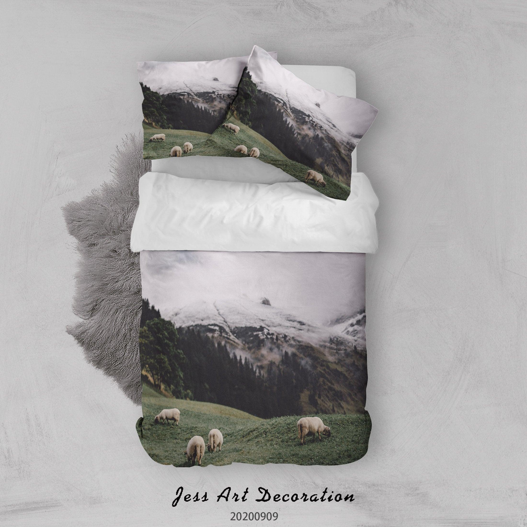 3D Mountain Sculpture Grassland Quilt Cover Set Bedding Set Duvet Cover Pillowcases WJ 1899- Jess Art Decoration