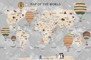 3D Cartoon Grey World Map Wall Mural Wallpaper LQH 16- Jess Art Decoration
