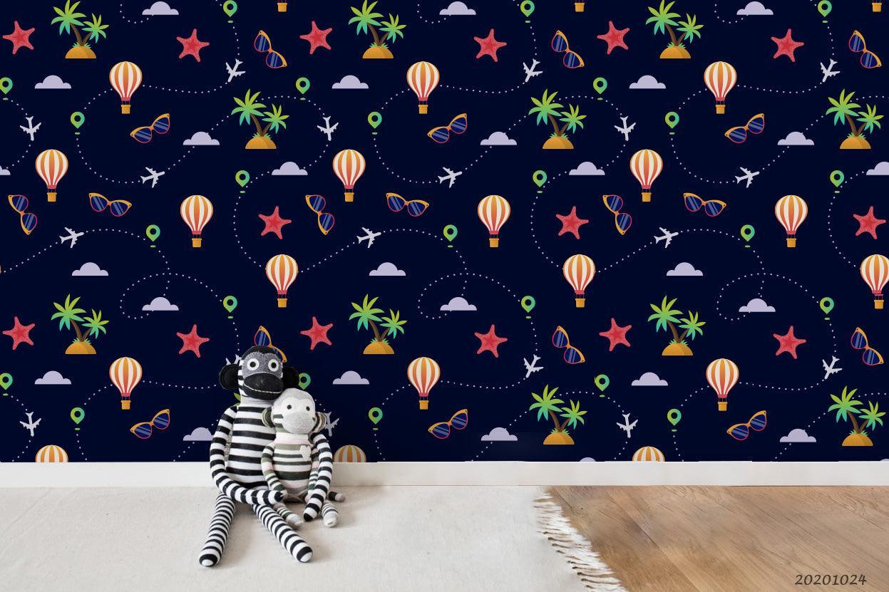 3D Plane Hot Air Balloon Wall Mural Wallpaper WJ 6828- Jess Art Decoration