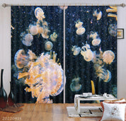 3D Ocean Seabed Jellyfish Curtains and Drapes GD 4341- Jess Art Decoration