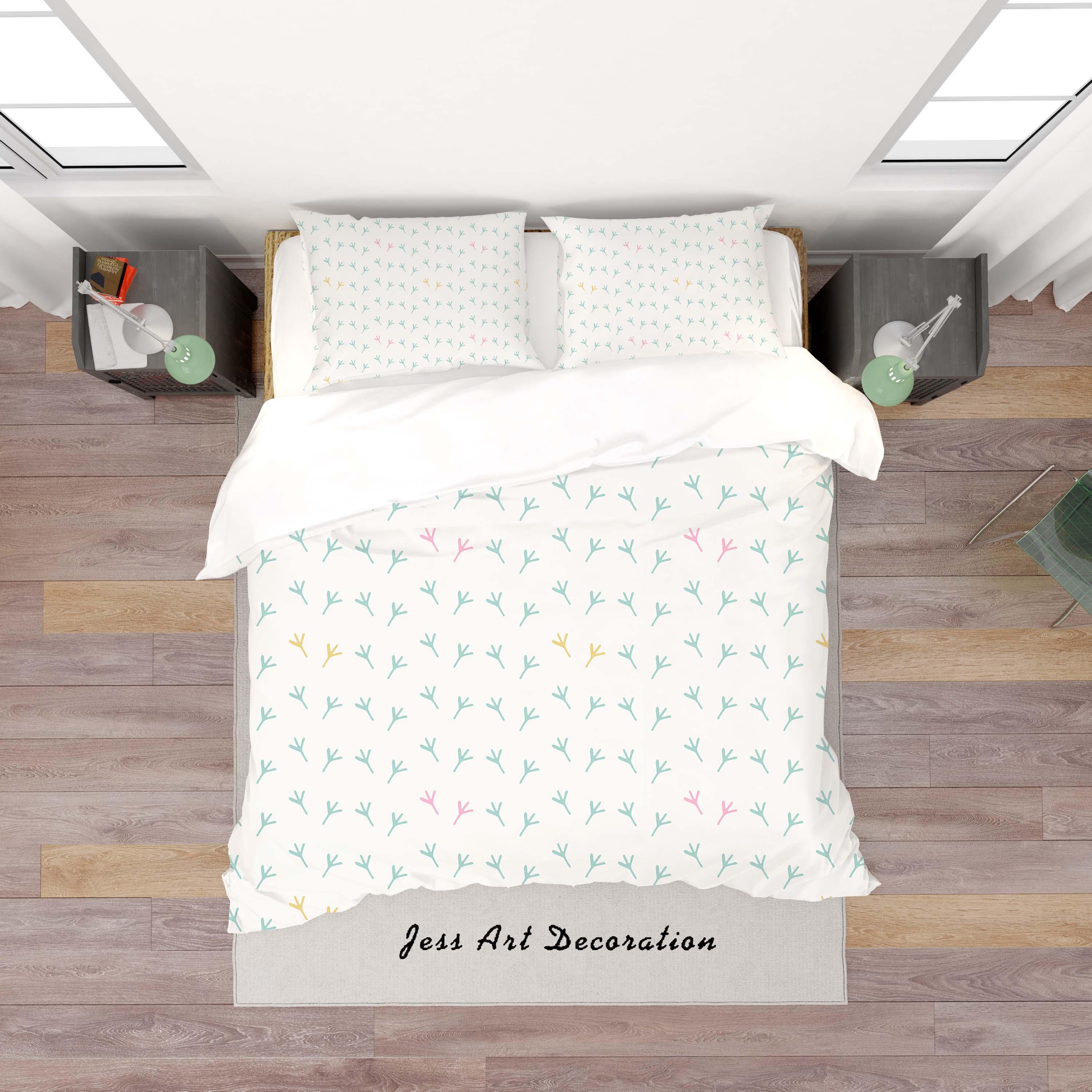 3D White Floral Pattern Quilt Cover Set Bedding Set Duvet Cover Pillowcases SF08- Jess Art Decoration