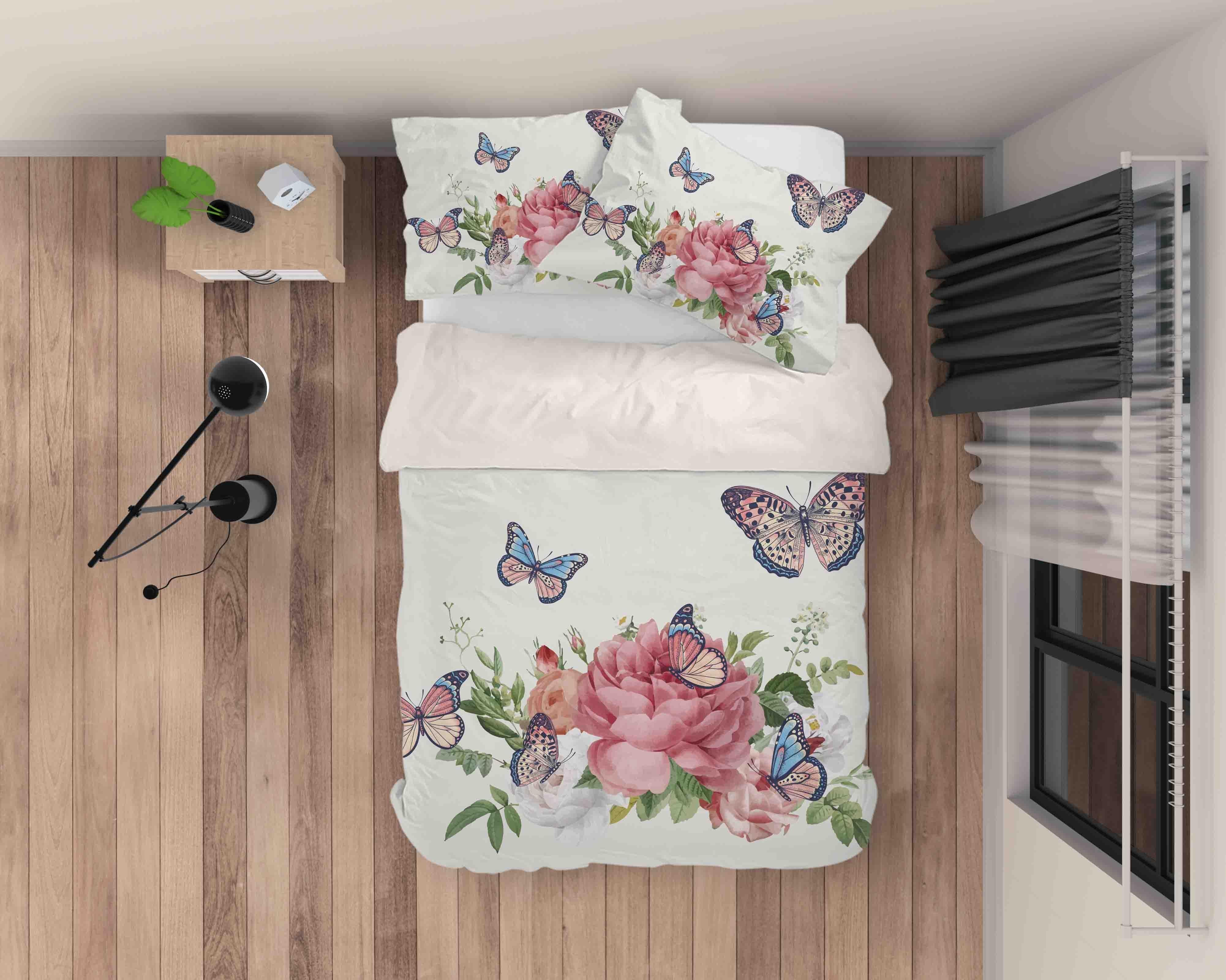 3D Butterfly Flower Quilt Cover Set Bedding Set Duvet Cover Pillowcases SF013- Jess Art Decoration