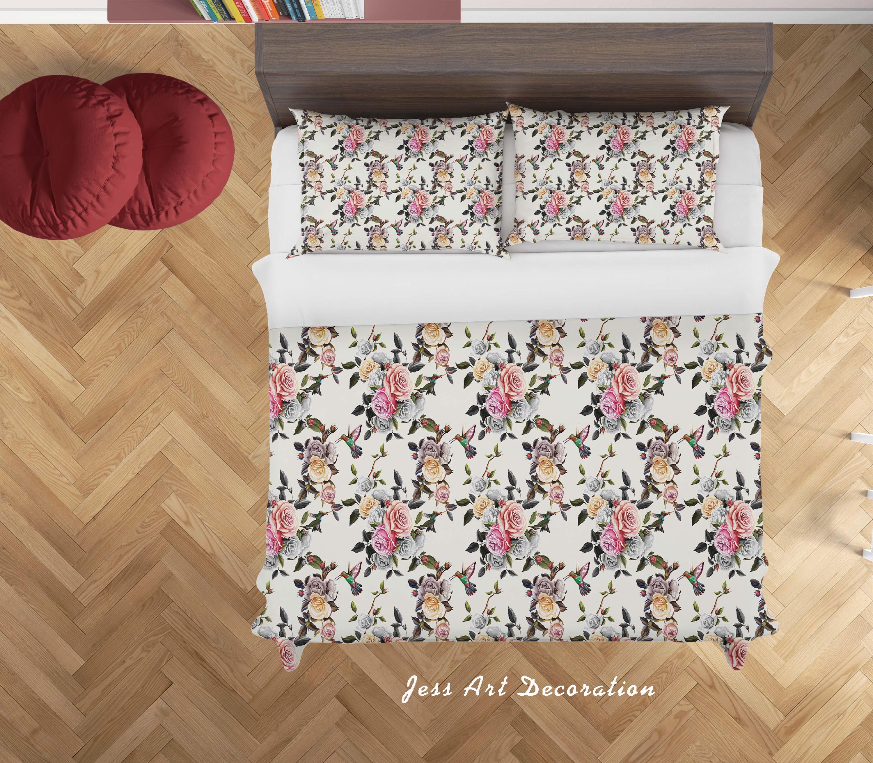 3D White Flowers Quilt Cover Set Bedding Set Duvet Cover Pillowcases SF111- Jess Art Decoration