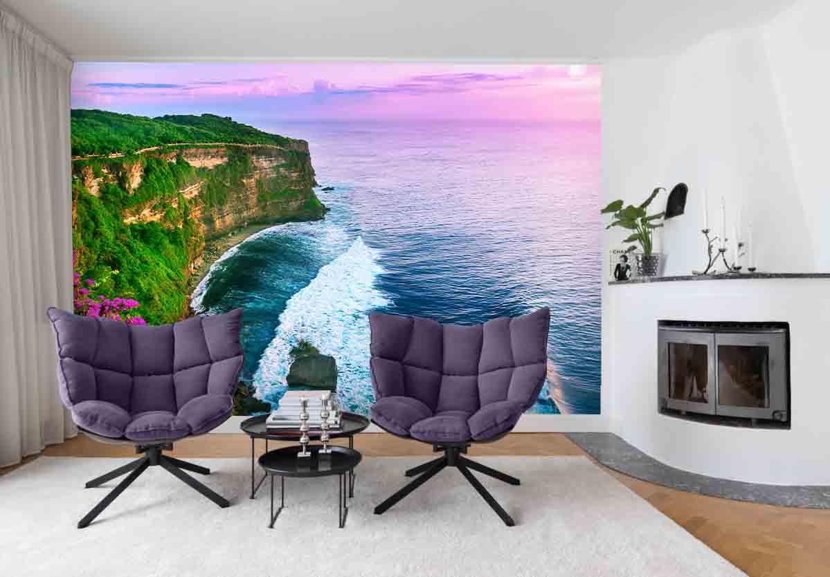 3D Seaside Cliff Rosy Clouds Wall Mural Wallpaper 49- Jess Art Decoration