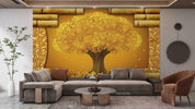 3D Golden Big Tree Wall Mural Wallpaper SWW5081- Jess Art Decoration