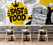 3D Fast Food Restaurant Burger Background Wall Mural Wallpaper LQH 14- Jess Art Decoration