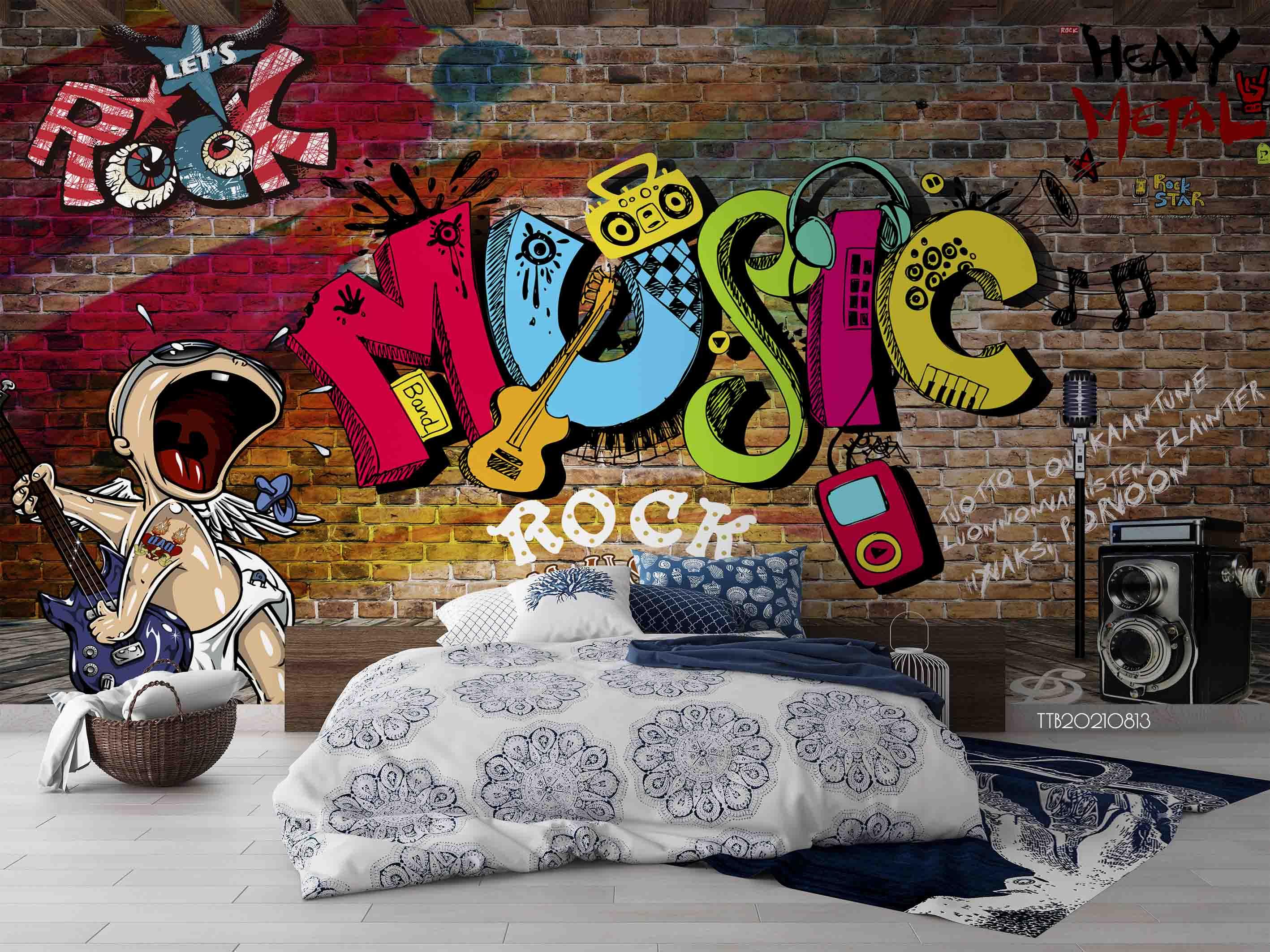 3D Abstract Graffiti Brick Wall Mural Wallpaper SWW5105- Jess Art Decoration