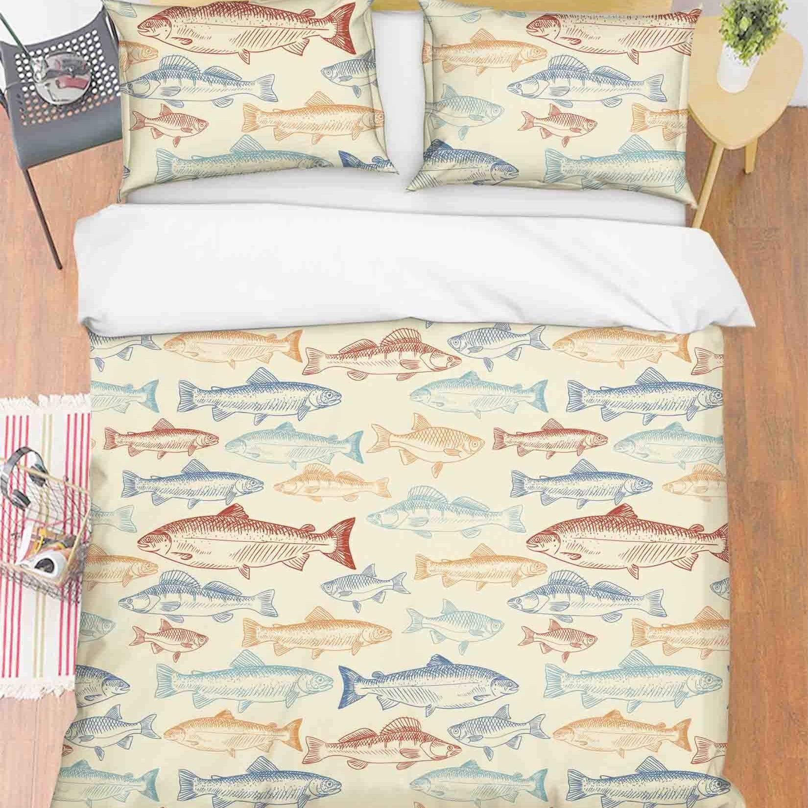 3D Watercolor Seaalife Fish Quilt Cover Set Bedding Set Duvet Cover Pillowcases 37 LQH- Jess Art Decoration