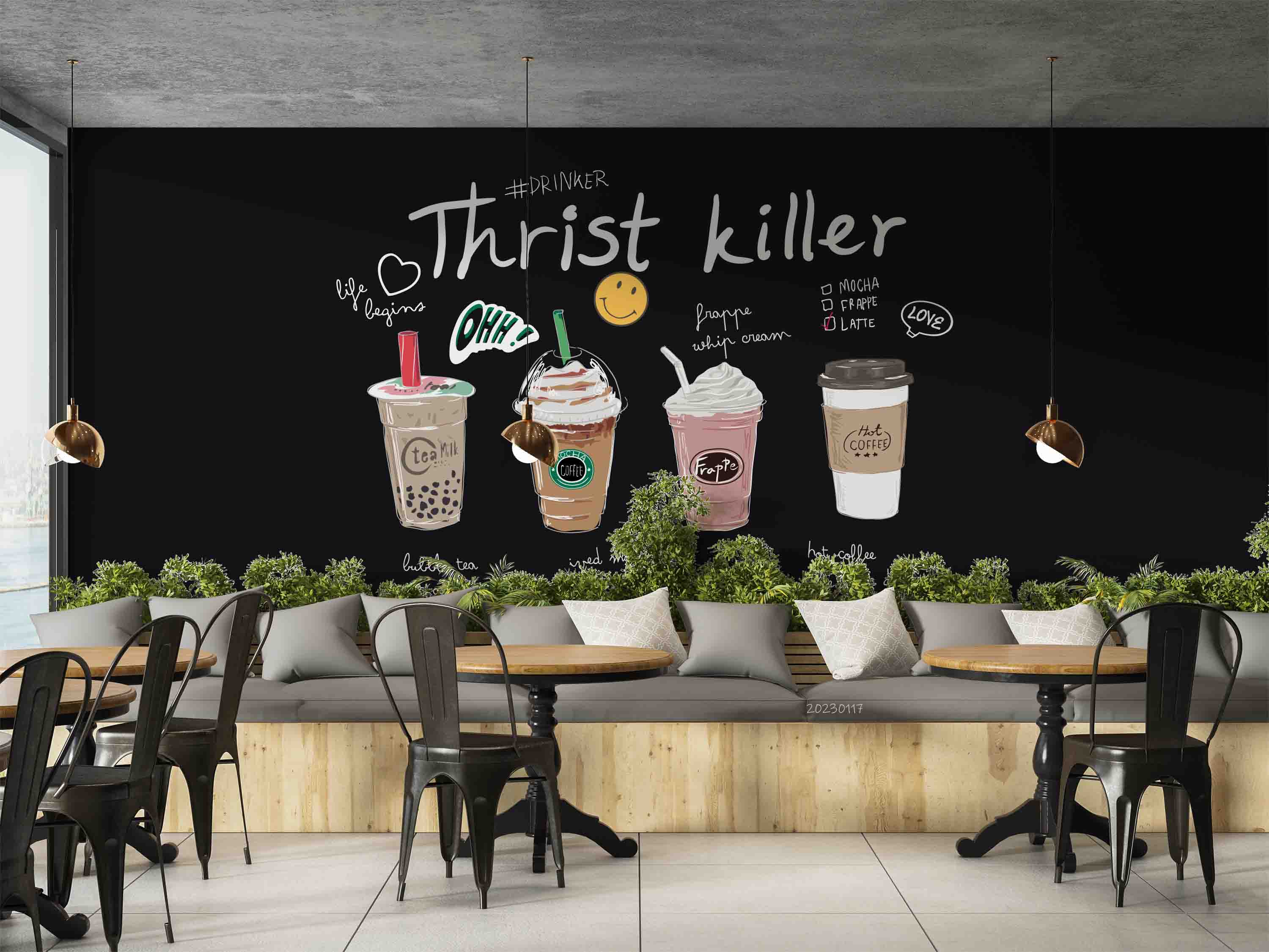 3D Bubble Tea Summer Drinks Wall Mural Wallpaper GD 1643- Jess Art Decoration