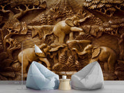 3D Sculpture Elephant Plant Wall Mural Wallpaper WJ 5269- Jess Art Decoration