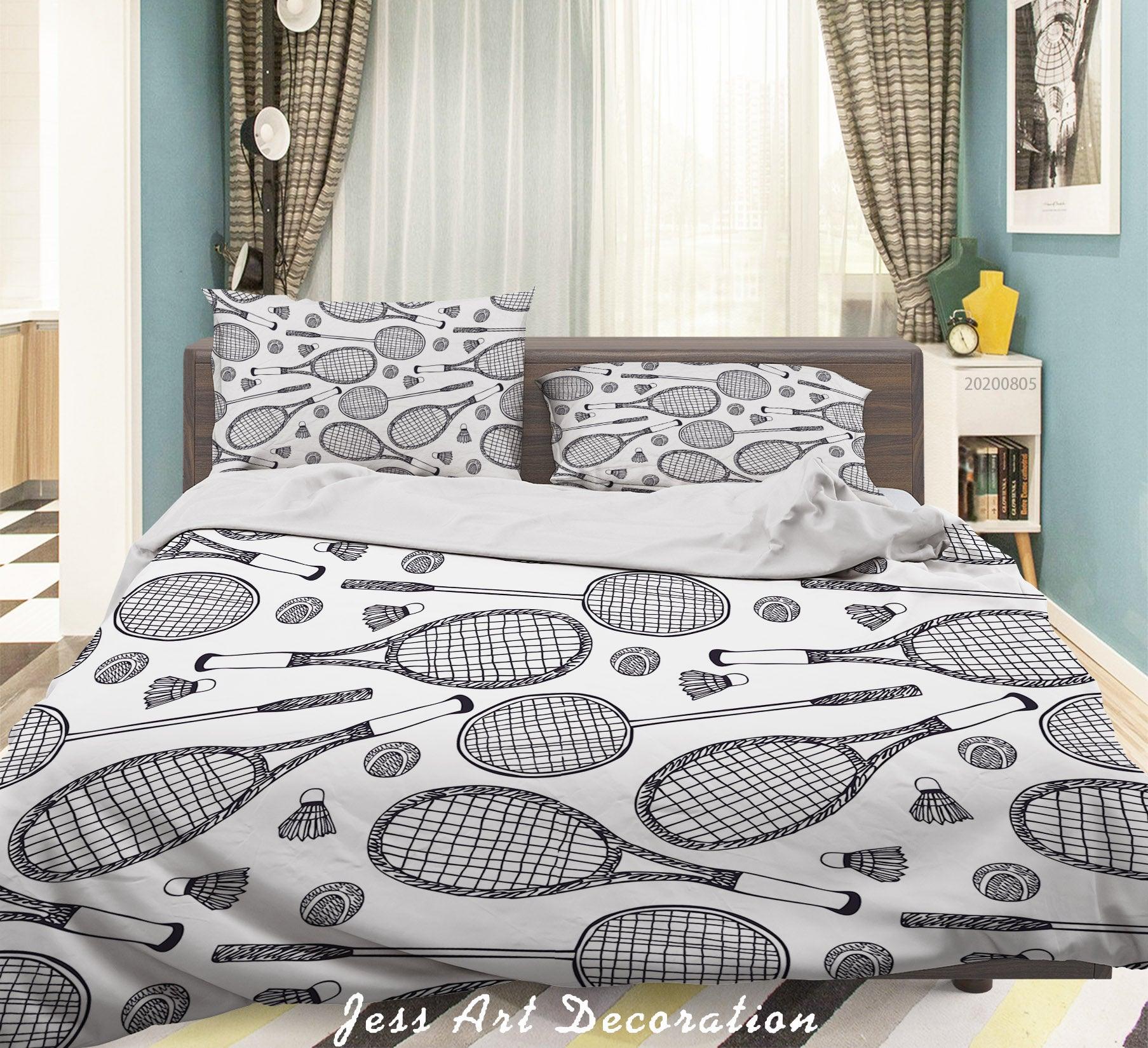 3D Badminton Racket Quilt Cover Set Bedding Set Duvet Cover Pillowcases LXL 295- Jess Art Decoration