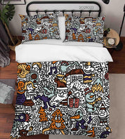 3D Cartoon Illustration Art Doodle Quilt Cover Set Bedding Set Duvet Cover Pillowcases 82- Jess Art Decoration
