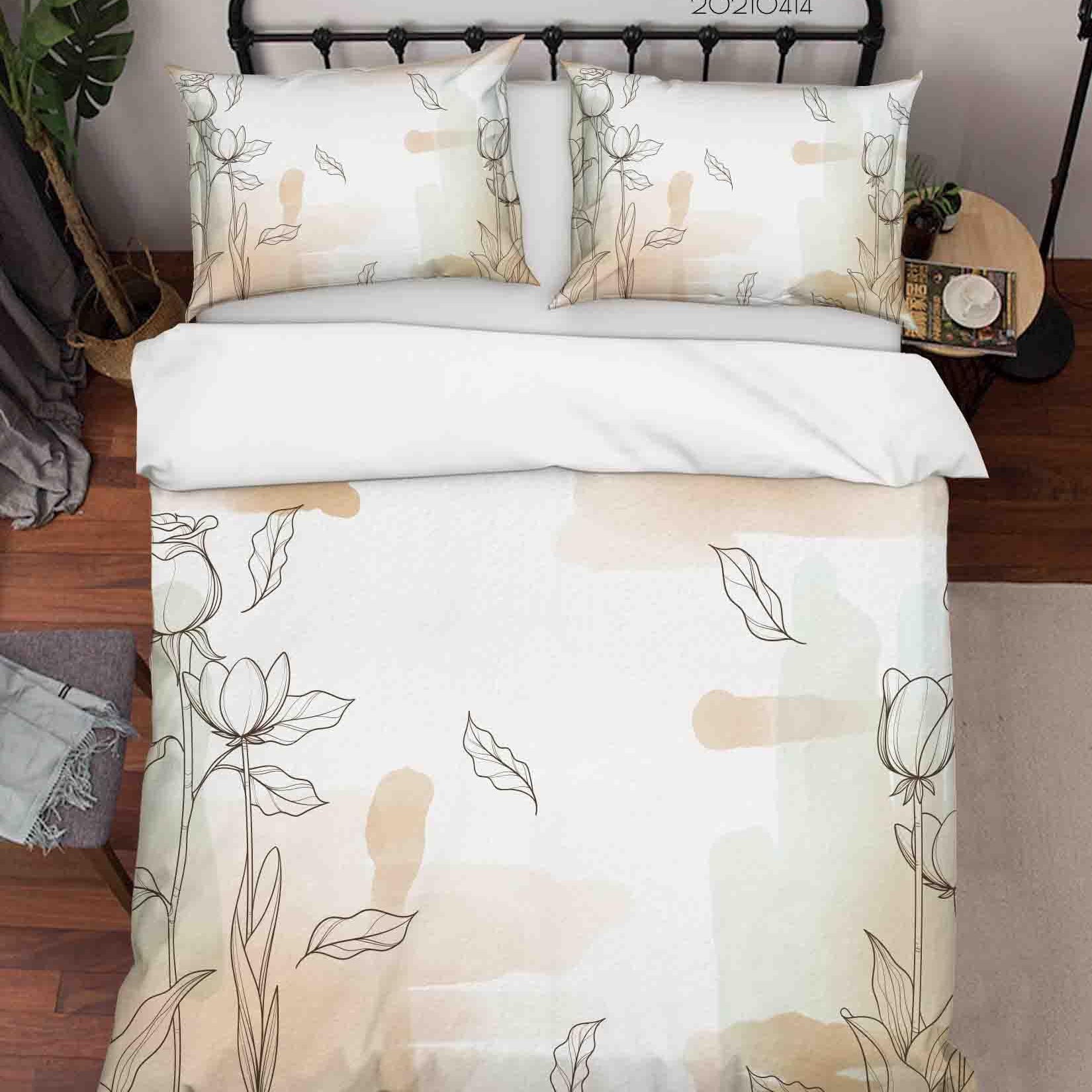 3D Watercolor Floral Pattern Quilt Cover Set Bedding Set Duvet Cover Pillowcases 63- Jess Art Decoration