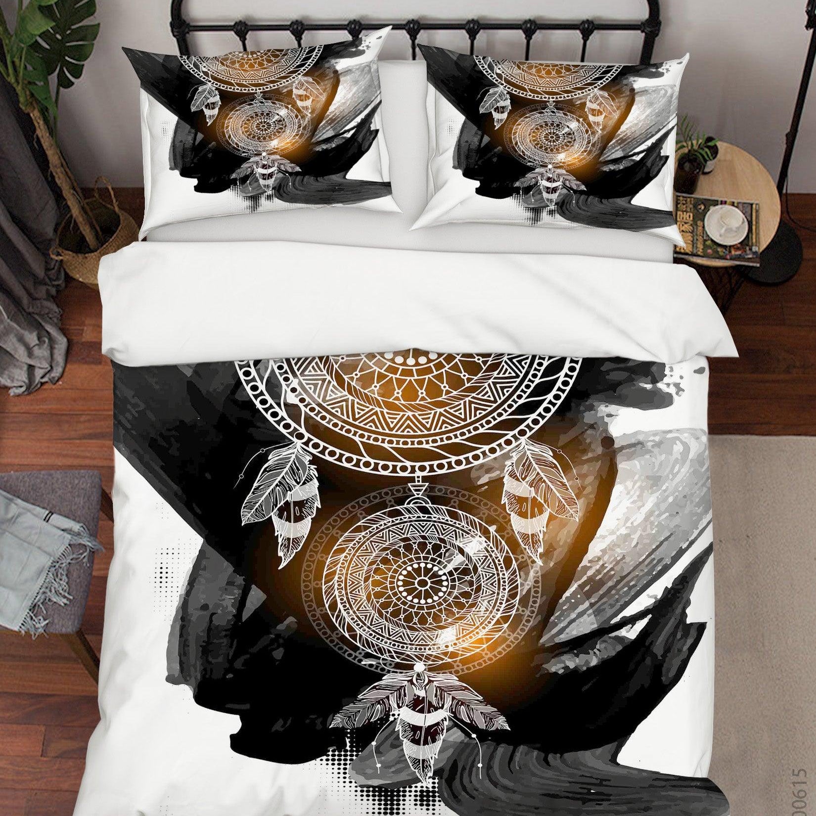 3D White Black Dreamcatcher Quilt Cover Set Bedding Set Duvet Cover Pillowcases SF- Jess Art Decoration