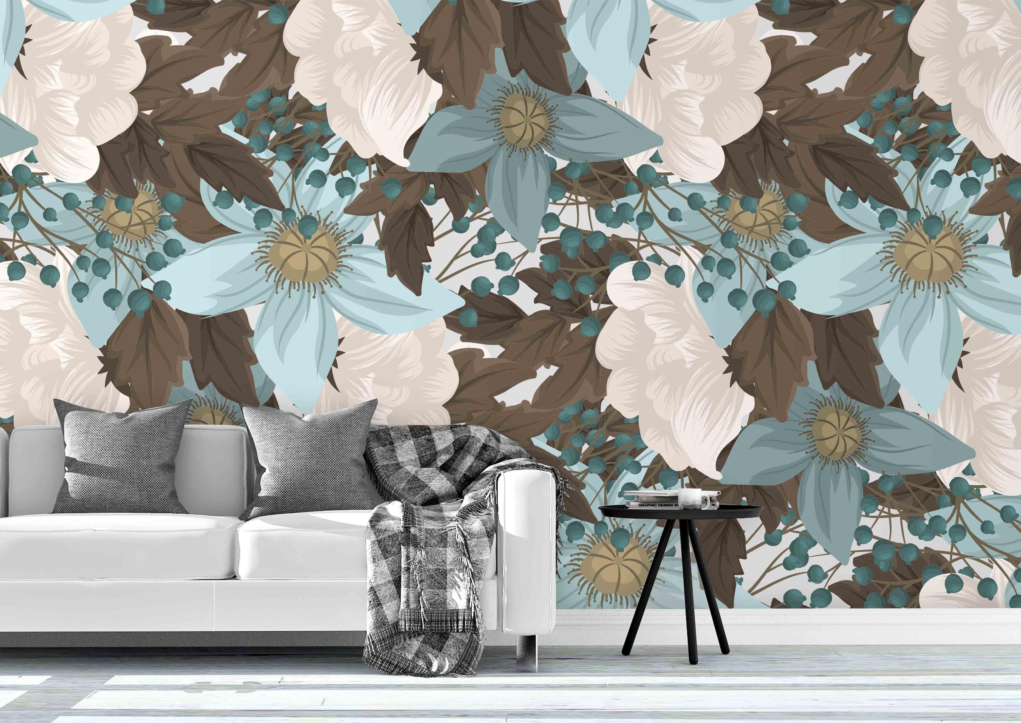3D Blue Flowers Wall Mural Wallpaper 59- Jess Art Decoration
