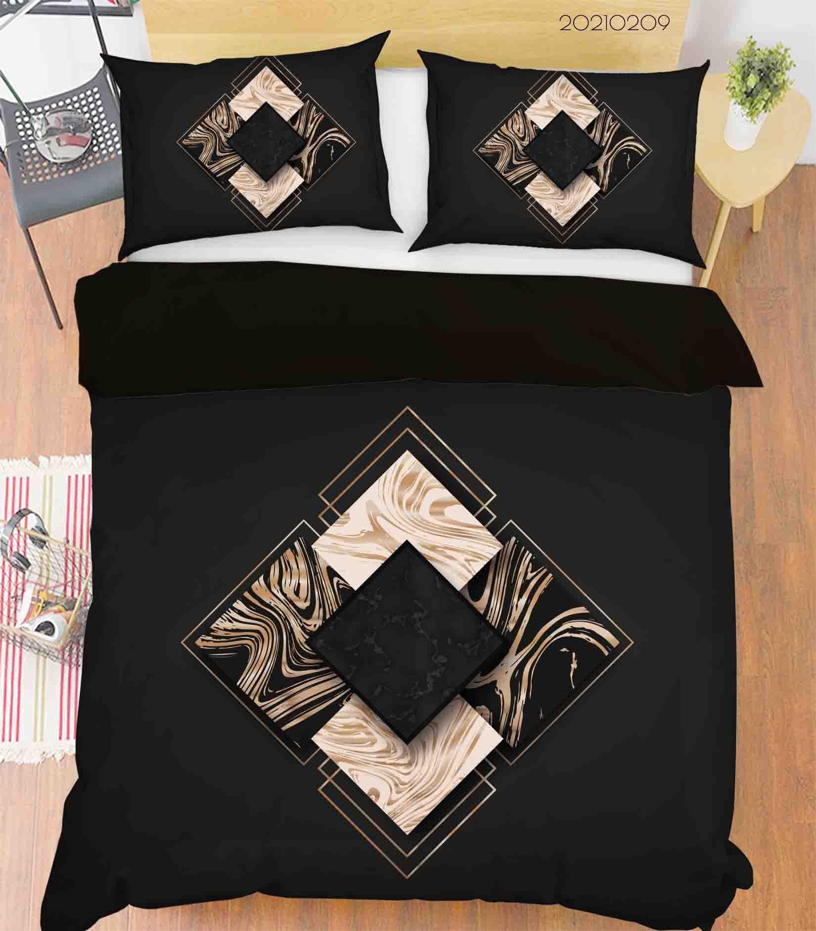 3D Abstract Black Marble Pattern Quilt Cover Set Bedding Set Duvet Cover Pillowcases 285- Jess Art Decoration