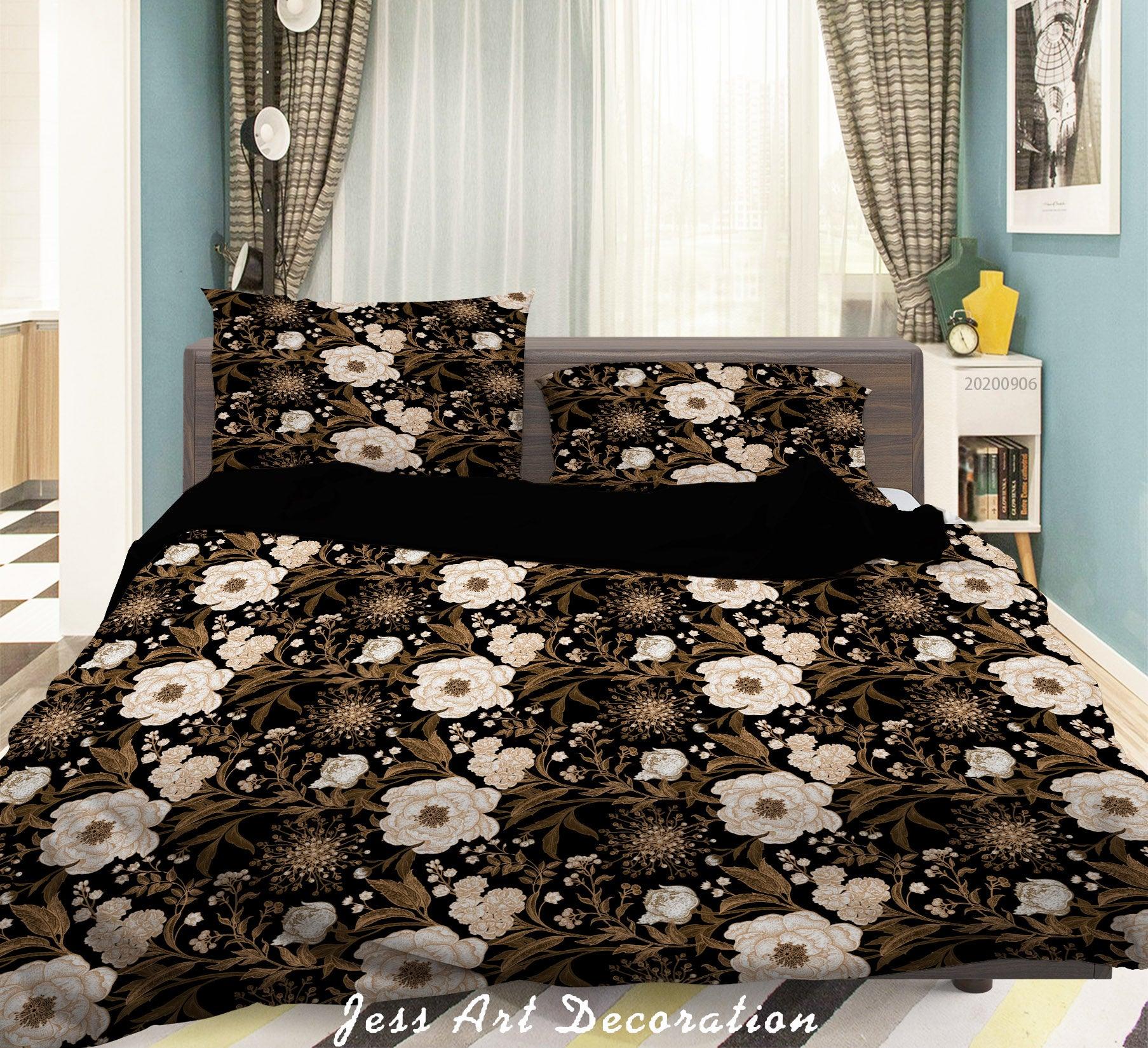 3D Vintage White Leaves Pattern Quilt Cover Set Bedding Set Duvet Cover Pillowcases WJ 3612- Jess Art Decoration