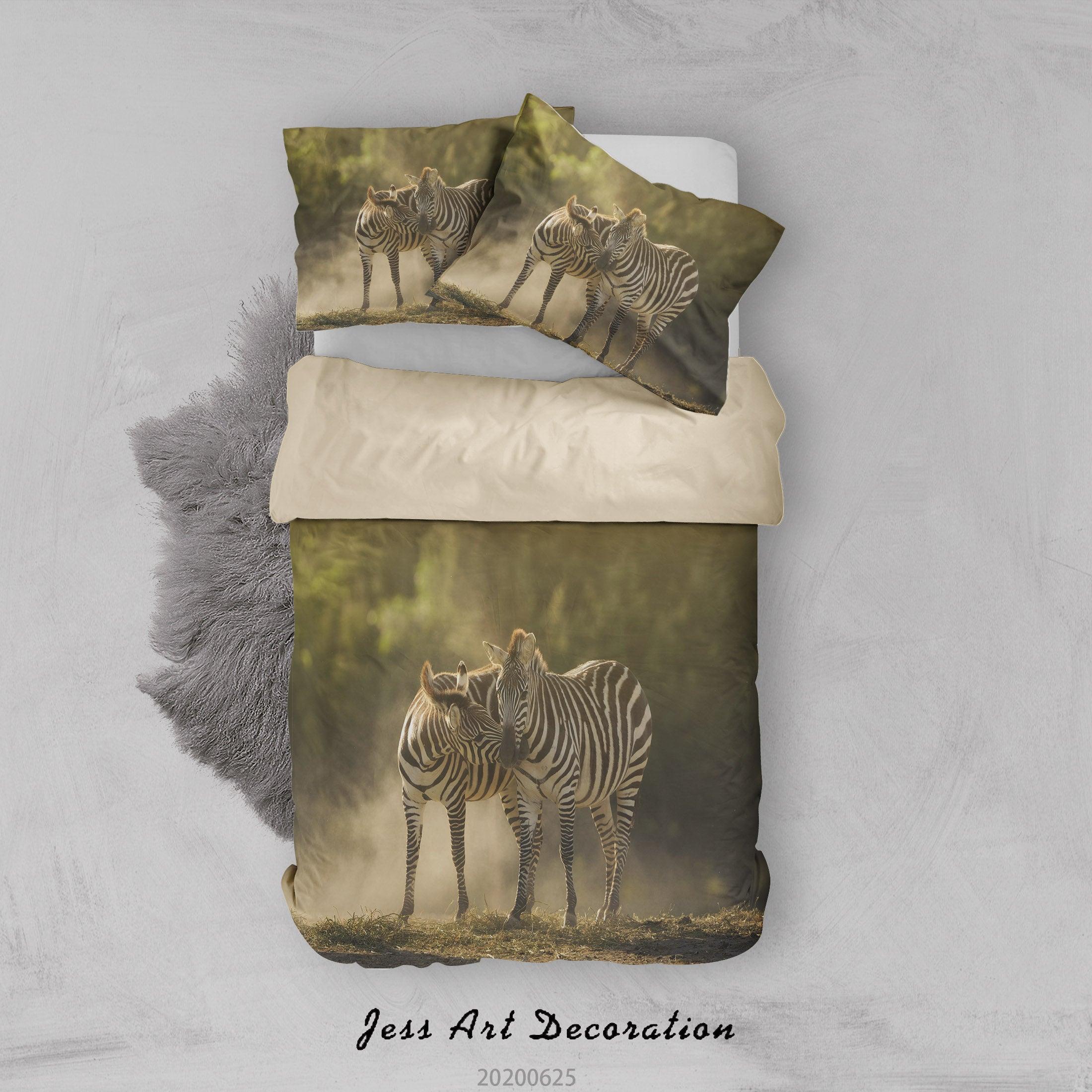 3D Zebra Quilt Cover Set Bedding Set Duvet Cover Pillowcases SF27- Jess Art Decoration