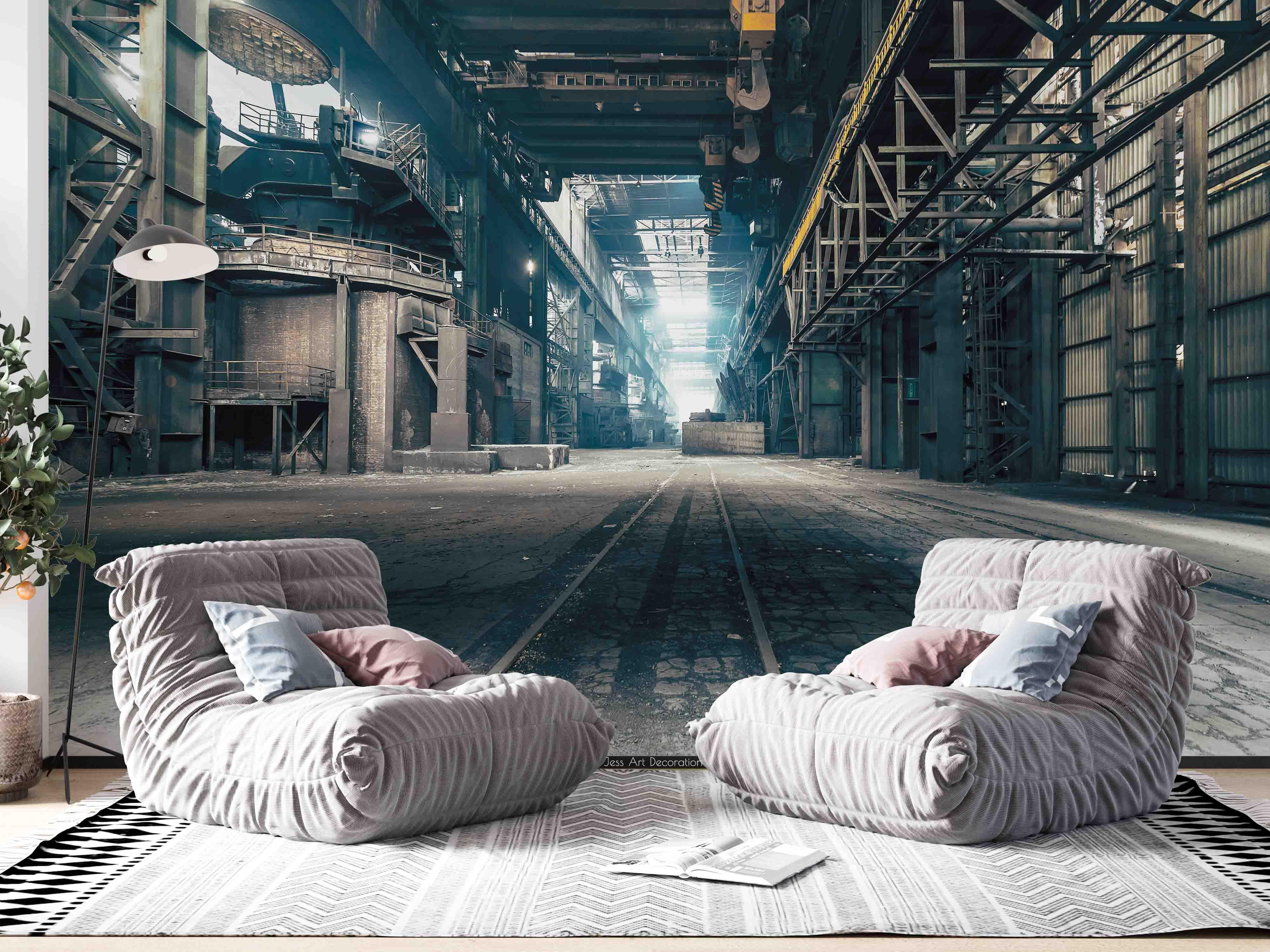 3D Industrial Iron Frame Factory Wall Mural Wallpaper GD 2700- Jess Art Decoration