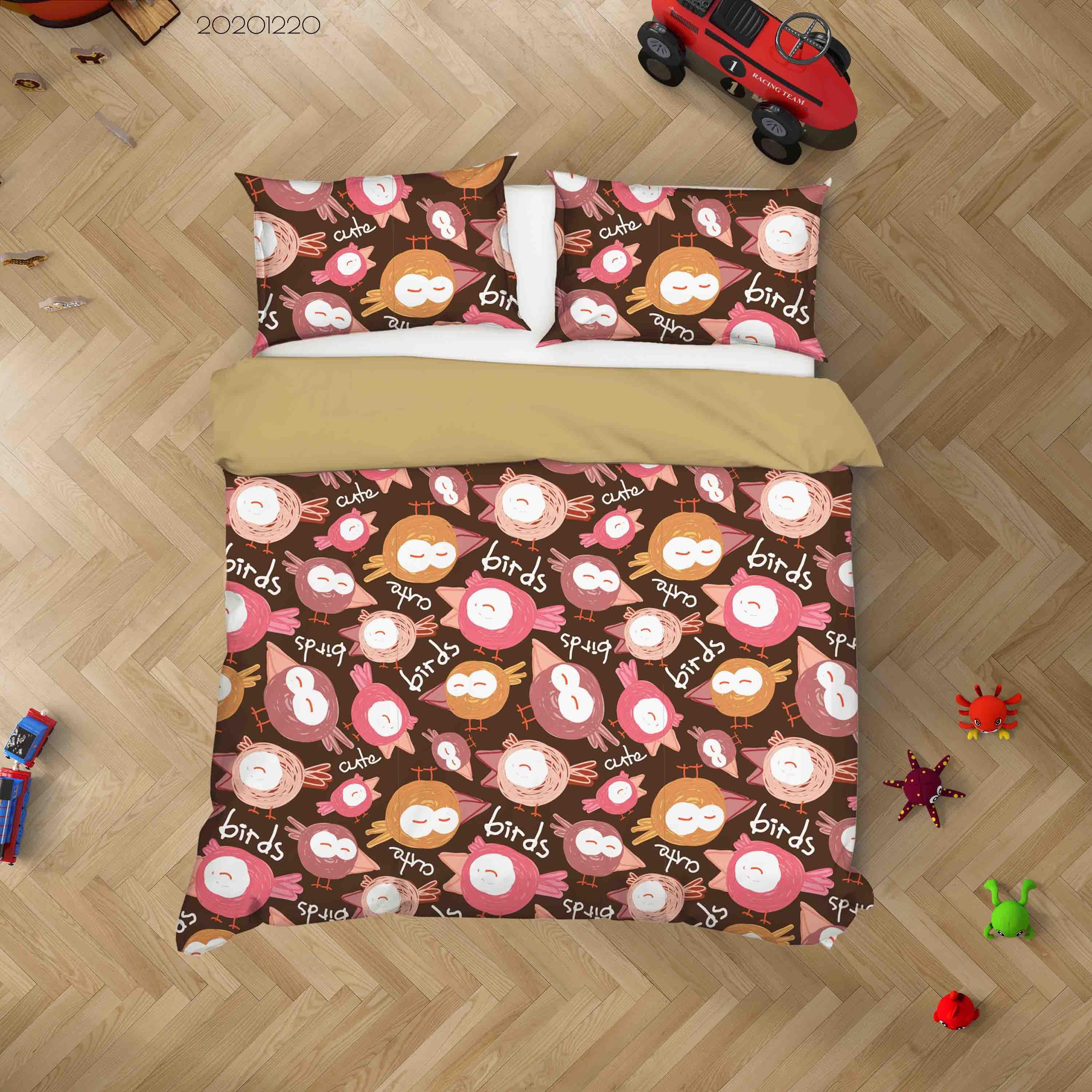 3D Hand Drawn Animal Bird Quilt Cover Set Bedding Set Duvet Cover Pillowcases 77- Jess Art Decoration