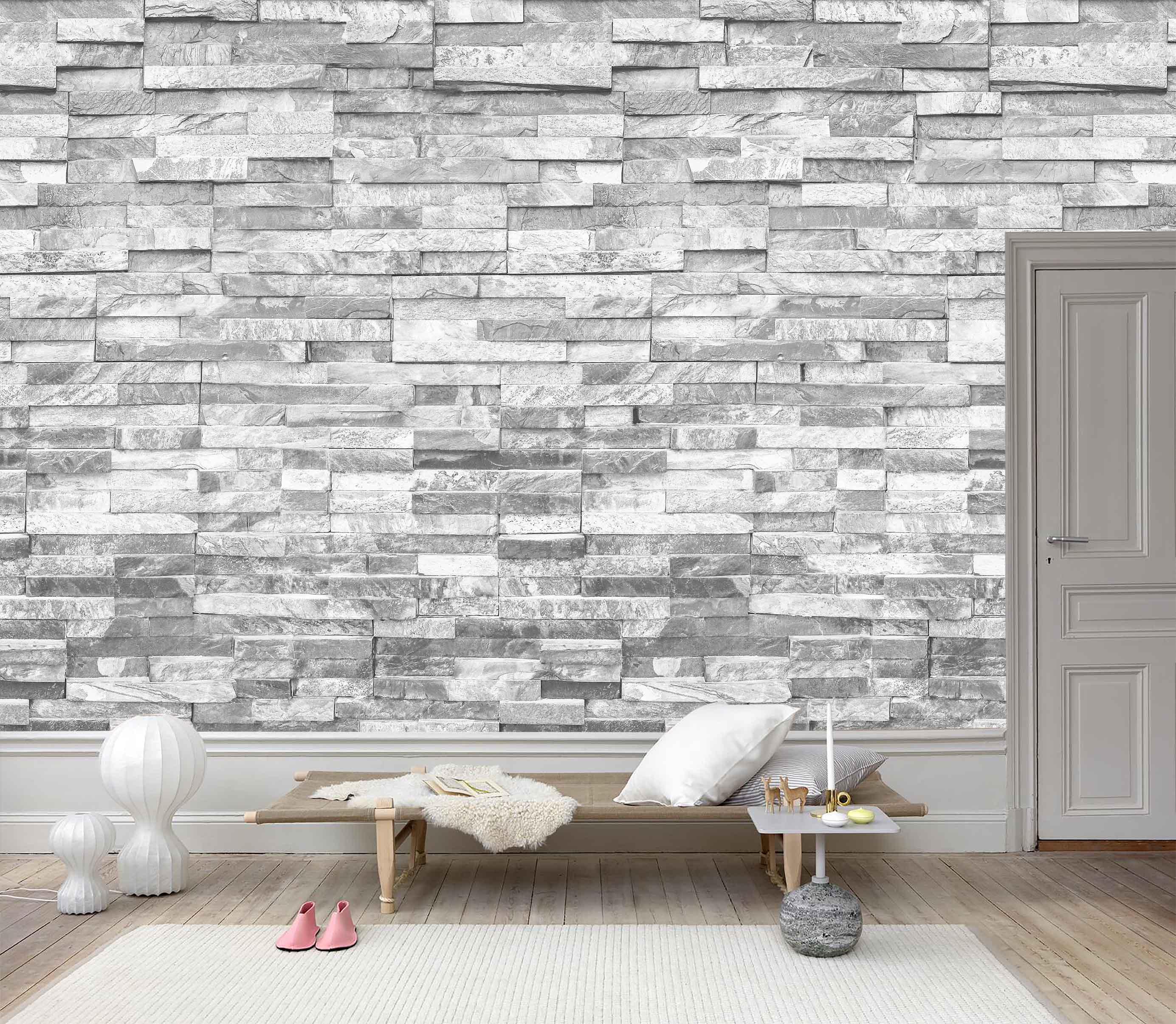 3D Long Stone Wall Effect  Wall Mural Wallpaper 87- Jess Art Decoration