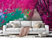 3D Wooden Walkway Forest Blossom River Wall Mural Wallpaper 90- Jess Art Decoration