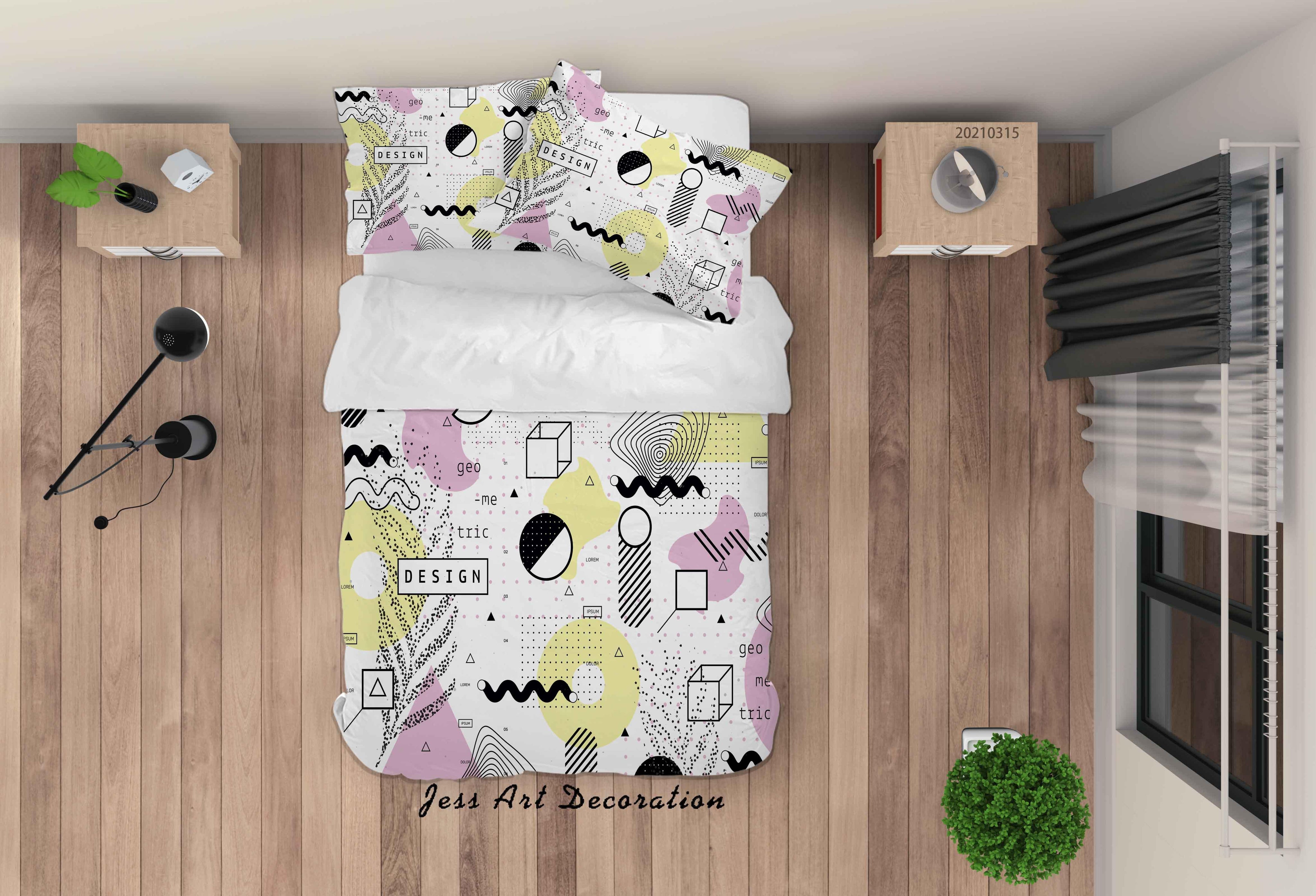 3D Abstract Color Geometry Quilt Cover Set Bedding Set Duvet Cover Pillowcases 80- Jess Art Decoration