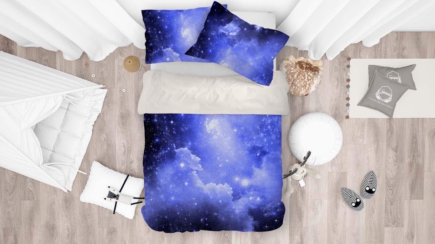 3D Purple Sky Quilt Cover Set Bedding Set Pillowcases 8- Jess Art Decoration