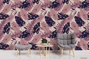 Hand Drawn Pink Leaves Plant Pattern Wall Mural Wallpaper LXL- Jess Art Decoration