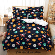 3D Hand Drawn Space Color Planet Rocket Quilt Cover Set Bedding Set Duvet Cover Pillowcases 96- Jess Art Decoration
