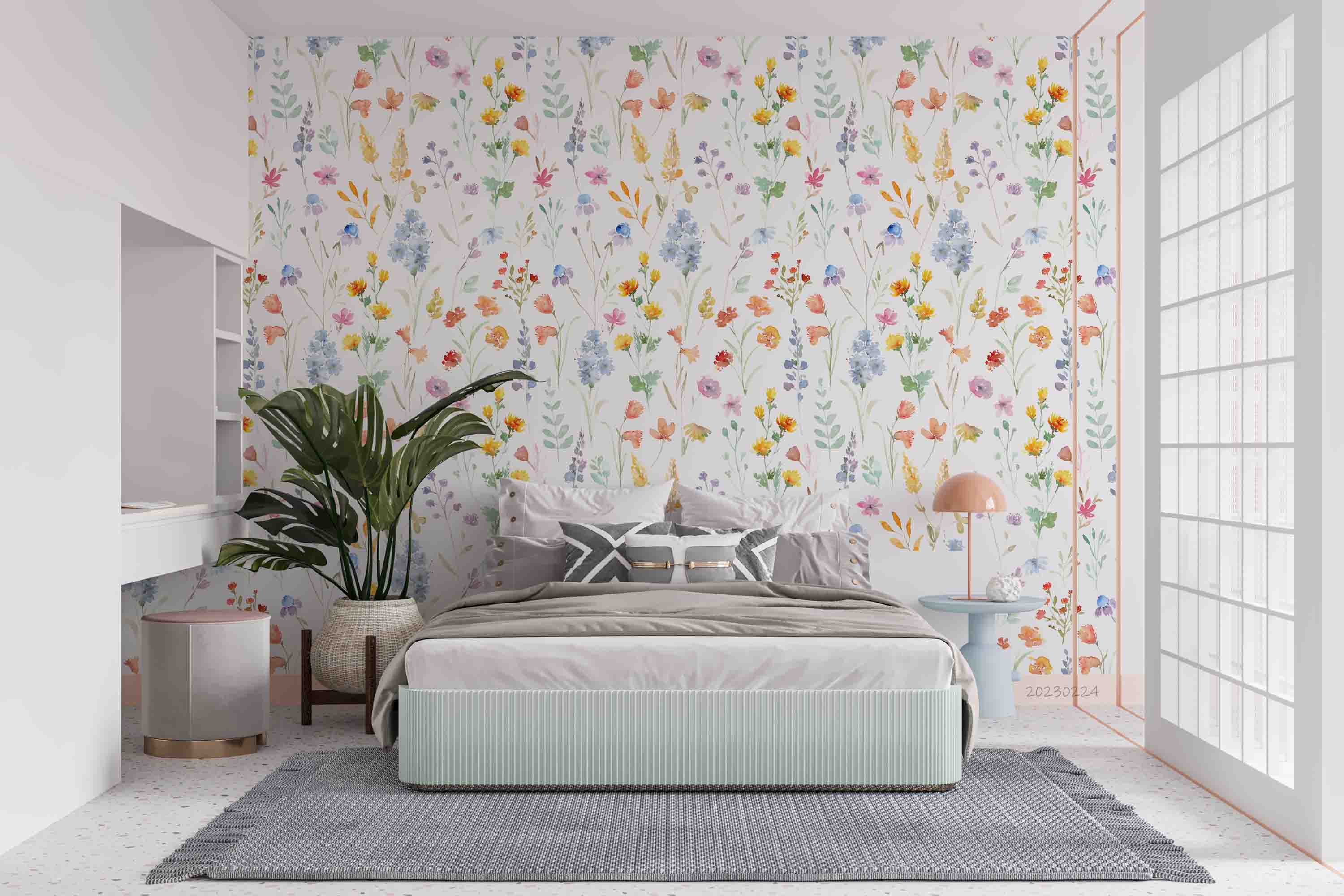 3D Watercolor Floral Wall Mural Wallpaper GD 1676- Jess Art Decoration